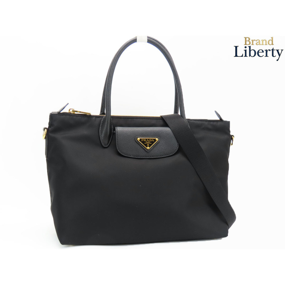 Prada Tote Bag Handbag Shoulder Nero Black Leather
